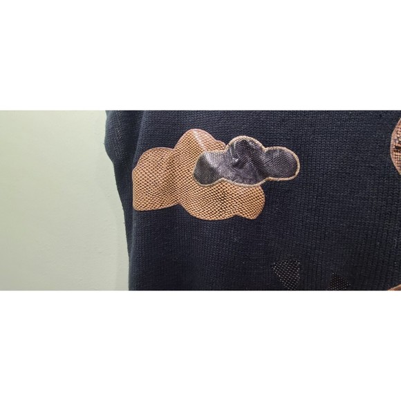 Vintage 80s Gitano Black Aninal Print Applique Sweater Vest Size Women's L - Picture 6 of 12
